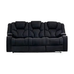 3 + 1 + 1 Seater Electric Recliner Stylish Rhino Fabric Black Lounge Armchair with LED Features - Furniture > Bar