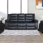 3 + 1 + 1 Seater Recliner Sofa In Faux Leather Lounge Couch in Black - Furniture > Sofas