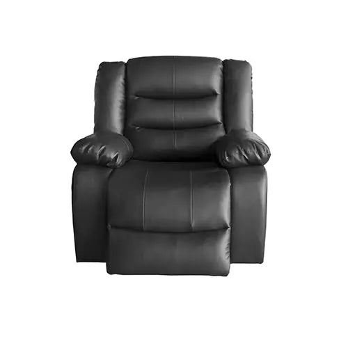 3 + 1 + 1 Seater Recliner Sofa In Faux Leather Lounge Couch in Black - Furniture > Sofas