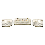 3-1-1 Seater Sofa Set Beige Velvet Fabric Solid Wood construction Gold Stainless Steel Trim - Furniture > Sofas > Sofas
