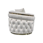 3-1-1 Seater Sofa Set Beige Velvet Fabric Solid Wood construction Gold Stainless Steel Trim - Furniture > Sofas > Sofas