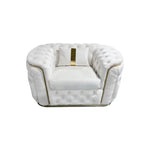 3-1-1 Seater Sofa Set Beige Velvet Fabric Solid Wood construction Gold Stainless Steel Trim - Furniture > Sofas > Sofas