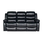 3-2-1 Seater Seater Finest Black Leatherette Recliner Feature Console LED Light Ultra Cushioned - Furniture > Sofas