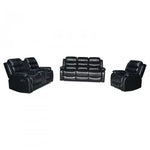 3-2-1 Seater Seater Finest Black Leatherette Recliner Feature Console LED Light Ultra Cushioned - Furniture > Sofas