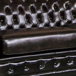 3 + 2 + 1 Seater Genuine Leather Upholstery Deep Quilting Pocket Spring Button Studding Sofa Lounge Set for Living Room