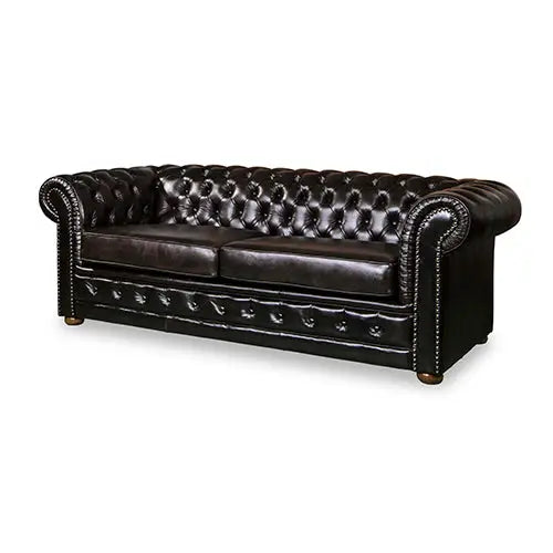 3 + 2 + 1 Seater Genuine Leather Upholstery Deep Quilting Pocket Spring Button Studding Sofa Lounge Set for Living Room
