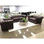 3 + 2 + 1 Seater Genuine Leather Upholstery Deep Quilting Pocket Spring Button Studding Sofa Lounge Set for Living Room