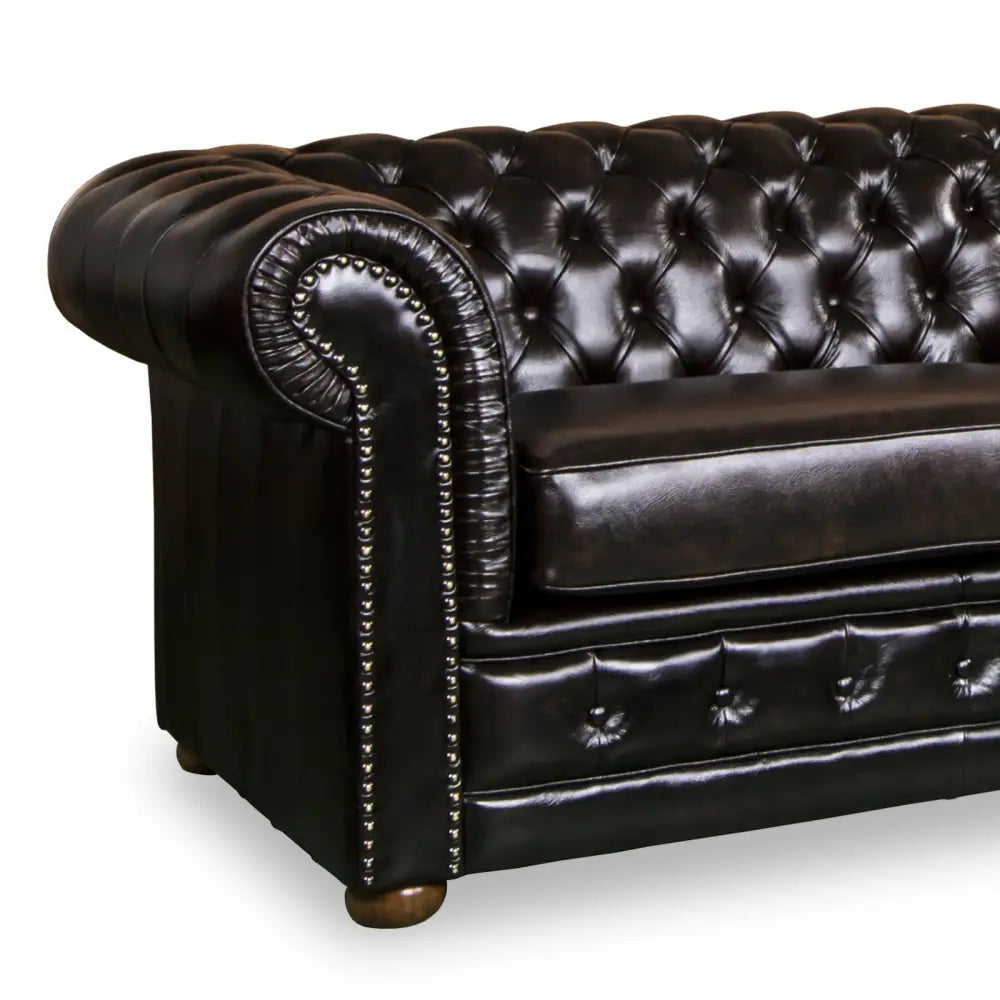 3 + 2 + 1 Seater Genuine Leather Upholstery Deep Quilting Pocket Spring Button Studding Sofa Lounge Set for Living Room
