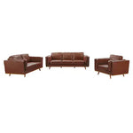 3 + 2 + 1 Seater Sofa Brown Leather Lounge Set for Living Room Couch with Wooden Frame - Furniture > Sofas