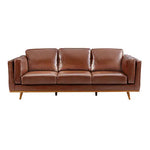3 + 2 + 1 Seater Sofa Brown Leather Lounge Set for Living Room Couch with Wooden Frame - Furniture > Sofas
