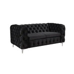 3 + 2 + 1 Seater Sofa Classic Button Tufted Lounge in Black Velvet Fabric with Metal Legs - Furniture > Sofas