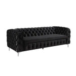 3 + 2 + 1 Seater Sofa Classic Button Tufted Lounge in Black Velvet Fabric with Metal Legs - Furniture > Sofas