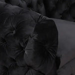 3 + 2 + 1 Seater Sofa Classic Button Tufted Lounge in Black Velvet Fabric with Metal Legs - Furniture > Sofas