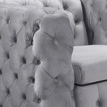 3 + 2 + 1 Seater Sofa Classic Button Tufted Lounge in Grey Velvet Fabric with Metal Legs - Furniture > Sofas