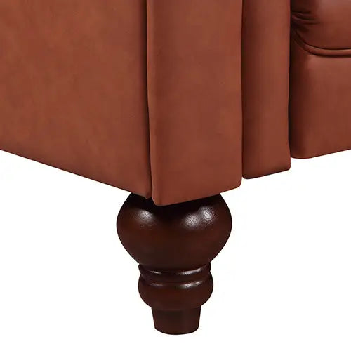 3 + 2 Seater Brown Sofa Lounge Chesterfireld Style Button Tufted in Faux Leather - Furniture > Sofas