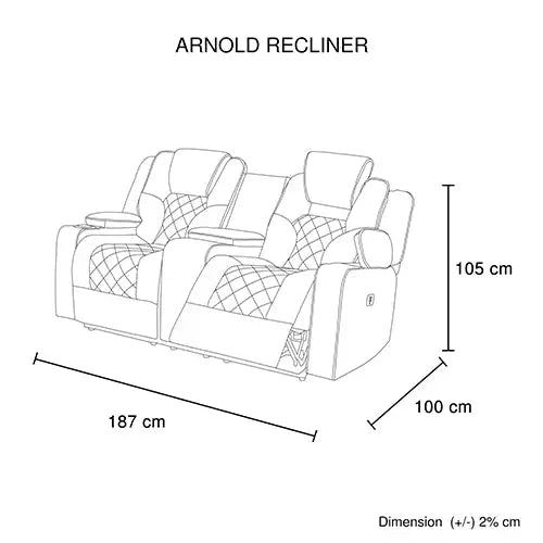 3 + 2 Seater Electric Recliner Stylish Rhino Fabric Lounge Armchair with LED Features - Black - Furniture > Bar Stools