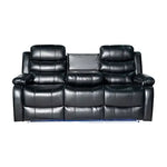 3-2 Seater Seater Finest Black Leatherette Recliner Feature Console LED Light Ultra Cushioned - Furniture > Sofas