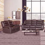 3 + 2 Seater Recliner Sofa In Faux Leather Lounge Couch in Brown - Furniture > Sofas