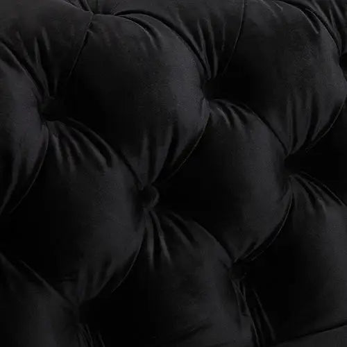 3 + 2 Seater Sofa Classic Button Tufted Lounge in Black Velvet Fabric with Metal Legs - Furniture > Sofas