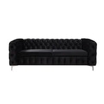 3 + 2 Seater Sofa Classic Button Tufted Lounge in Black Velvet Fabric with Metal Legs - Furniture > Sofas