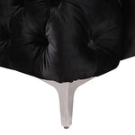 3 + 2 Seater Sofa Classic Button Tufted Lounge in Black Velvet Fabric with Metal Legs - Furniture > Sofas