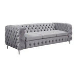 3 + 2 Seater Sofa Classic Button Tufted Lounge in Grey Velvet Fabric with Metal Legs - Furniture > Sofas