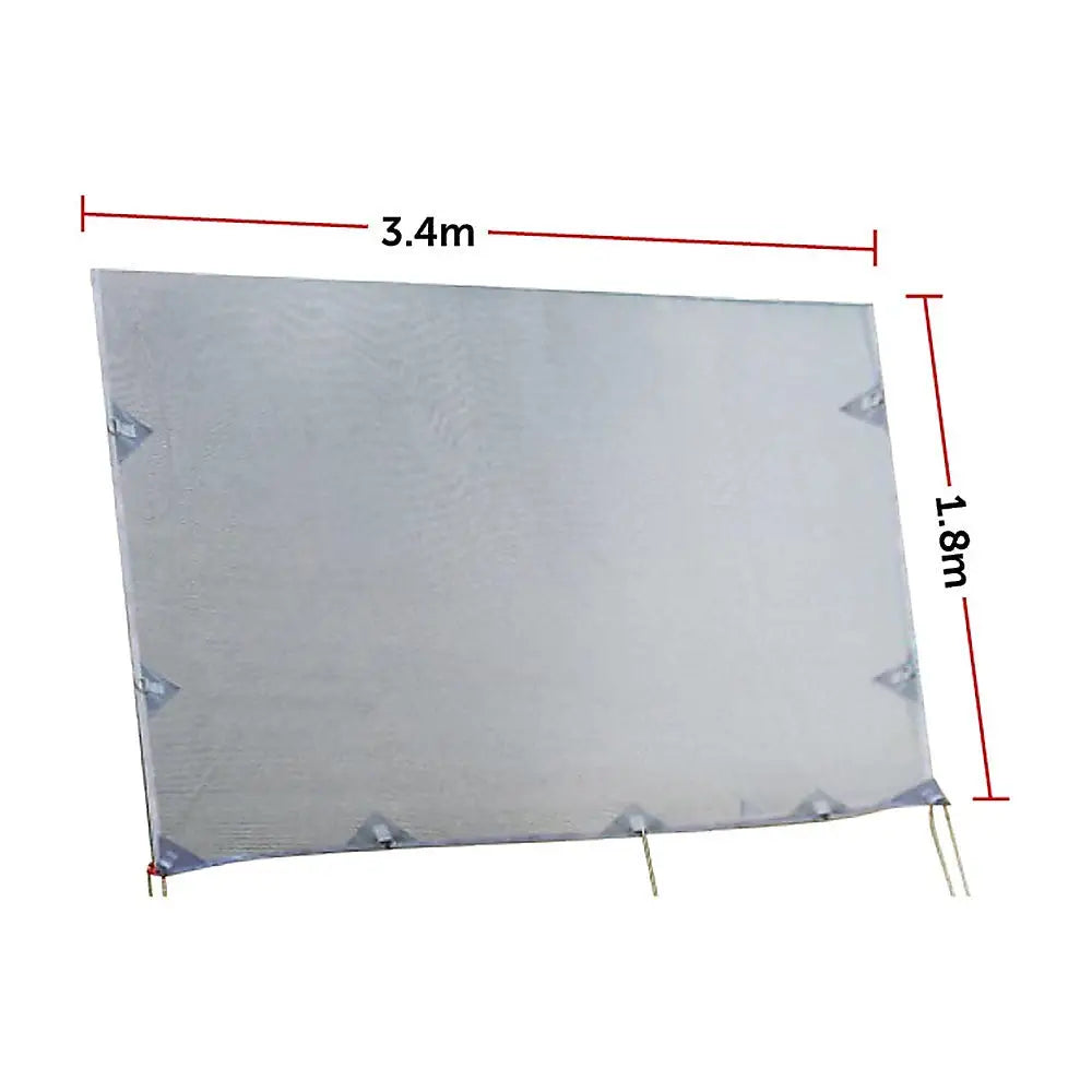 3.4m Caravan Privacy Screen Side Sunscreen Sun Shade for 12’ Roll Out Awning - Home & Garden > Shading