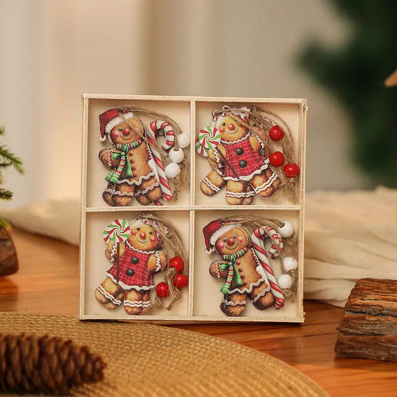 3 boxe style a set New Christmas Decorations Small Wooden Pendants Christmas Tree Decorations 12 Wooden Box Packaging