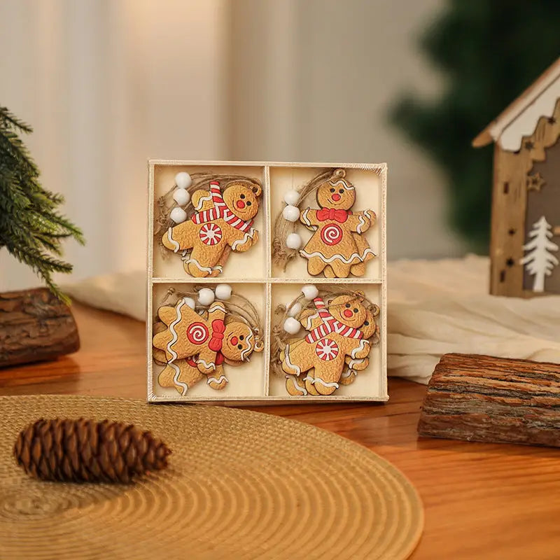3 boxe style a set New Christmas Decorations Small Wooden Pendants Christmas Tree Decorations 12 Wooden Box Packaging