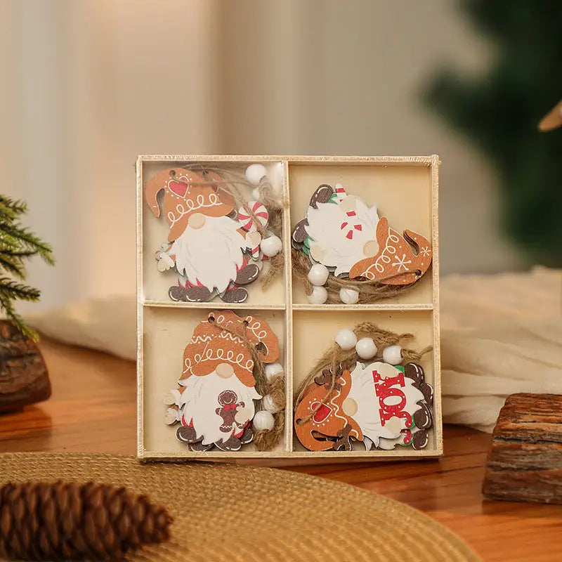 3 boxe style a set New Christmas Decorations Small Wooden Pendants Christmas Tree Decorations 12 Wooden Box Packaging
