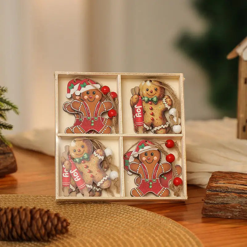 3 boxe style a set New Christmas Decorations Small Wooden Pendants Christmas Tree Decorations 12 Wooden Box Packaging