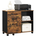 3-Drawer File Cabinet with Open Compartments for A4 Rustic Brown and Black - Home & Garden > Home Office Accessories >