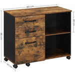 3-Drawer File Cabinet with Open Compartments for A4 Rustic Brown and Black - Home & Garden > Home Office Accessories >