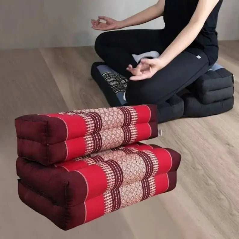 3-Fold Zafu Meditation Cushion Medium Size-RED - Furniture > Mattresses