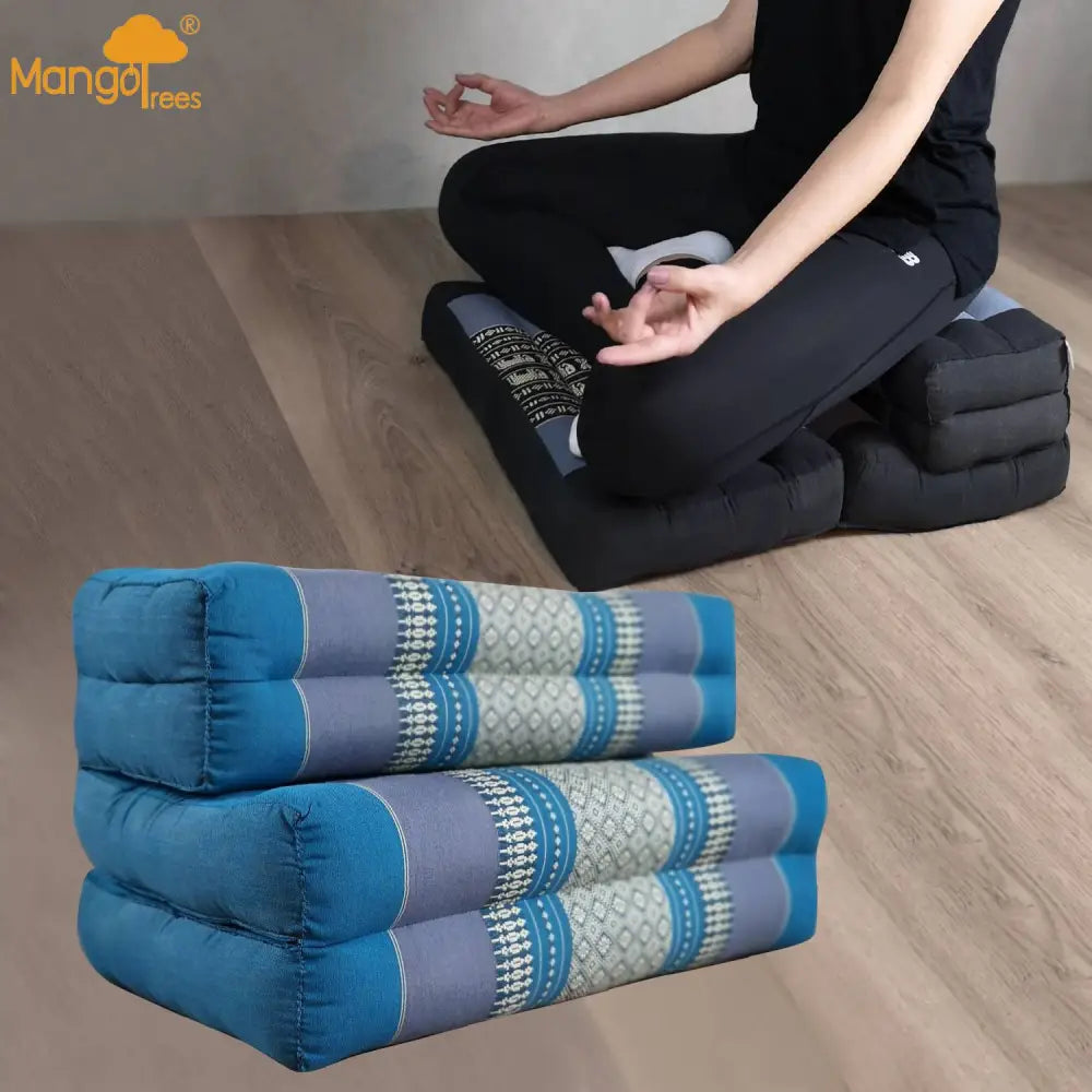3-Fold Zafu Meditation Cushion Set Blue - Home & Garden > Decor