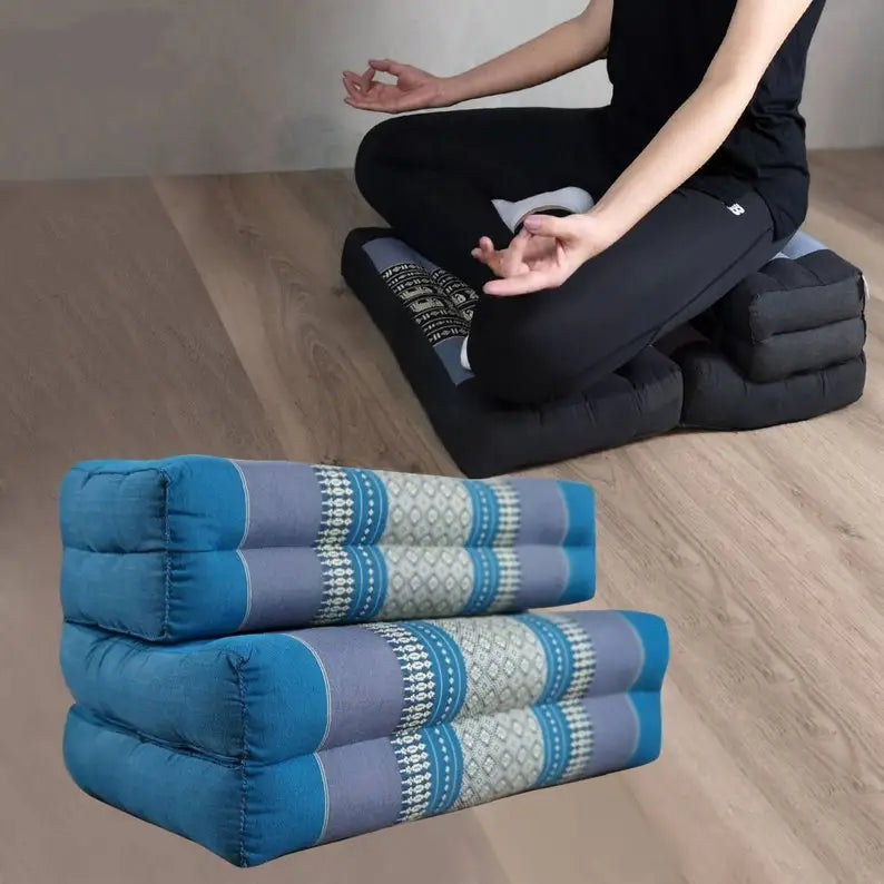 3-Fold Zafu Meditation Cushion Set Blue Medium Size - Health & Beauty > Massage & Relaxation