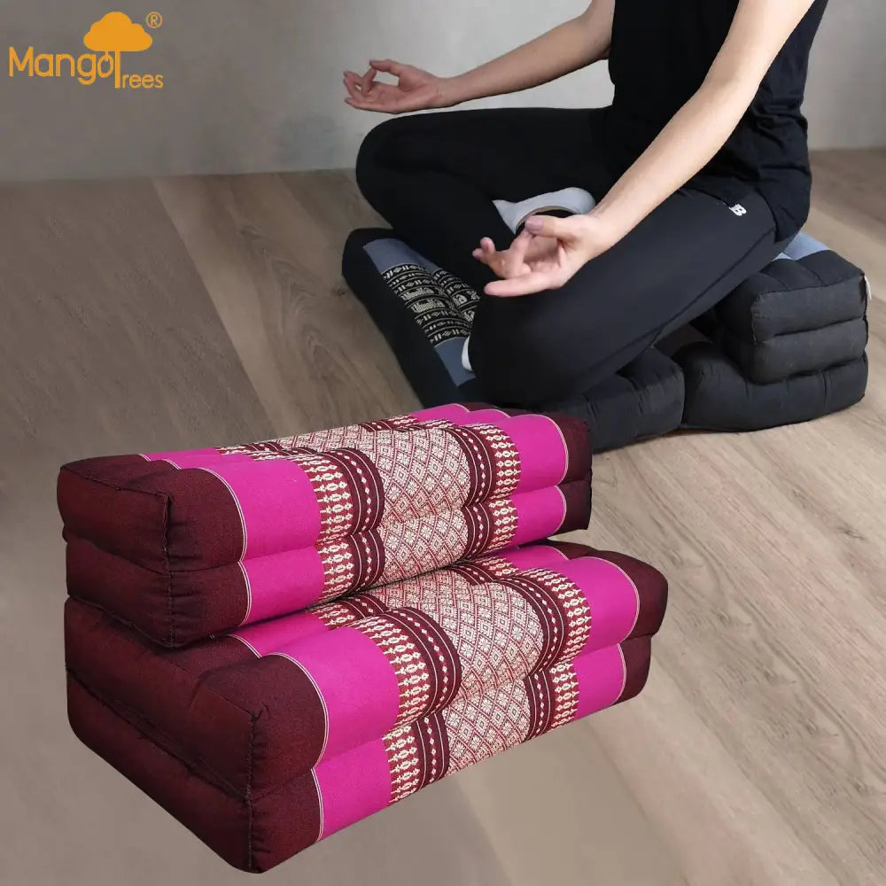 3-Fold Zafu Meditation Cushion Set Pink - Home & Garden > Decor