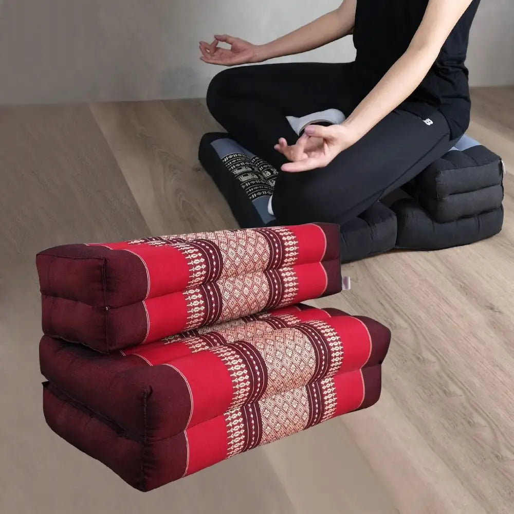 3-Fold Zafu Meditation Cushion Set Red - Home & Garden > Decor