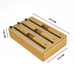 3 Grids Bamboo Wrap Dispenser Cutter Foil Cling Film Storage Holder Box Kitchen - Home & Garden > Kitchenware
