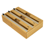 3 Grids Bamboo Wrap Dispenser Cutter Foil Cling Film Storage Holder Box Kitchen - Home & Garden > Kitchenware