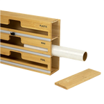 3 Grids Bamboo Wrap Dispenser Cutter Foil Cling Film Storage Holder Box Kitchen - Home & Garden > Kitchenware