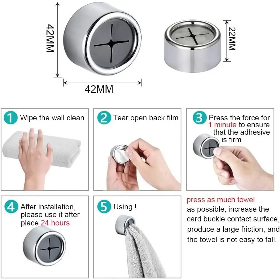 3 Pack Self Adhesive Round Towel Hooks for Kitchen and Bathroom - Home & Garden > DIY > Kitchen & Bathroom DIY