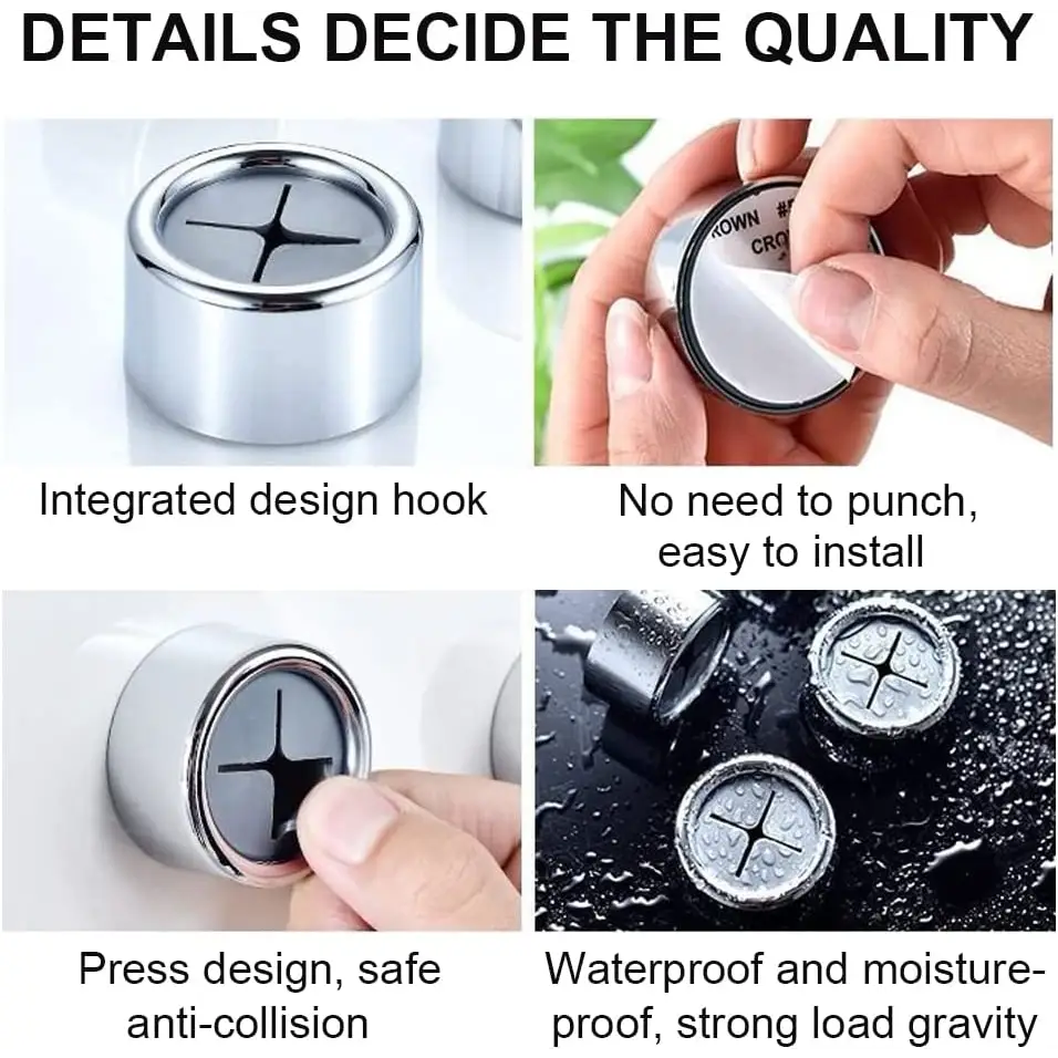 3 Pack Self Adhesive Round Towel Hooks for Kitchen and Bathroom - Home & Garden > DIY > Kitchen & Bathroom DIY