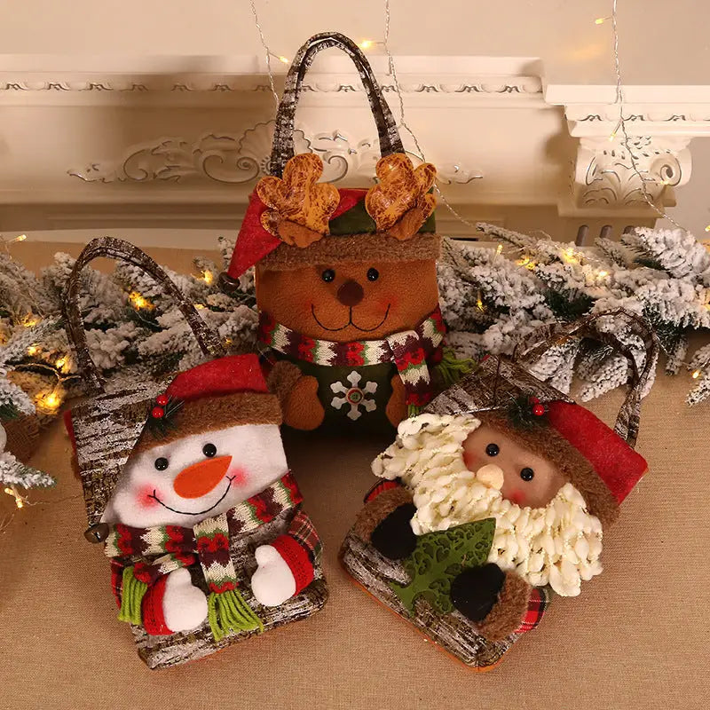3 PCS Christmas Gift Bags - Santa Snowman and Reindeer Design for Holiday Treats and Presents - Occasions > Christmas >