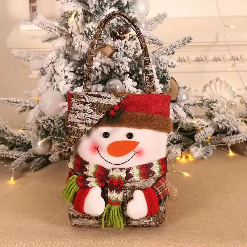 3 PCS Christmas Gift Bags - Santa Snowman and Reindeer Design for Holiday Treats and Presents - Occasions > Christmas >