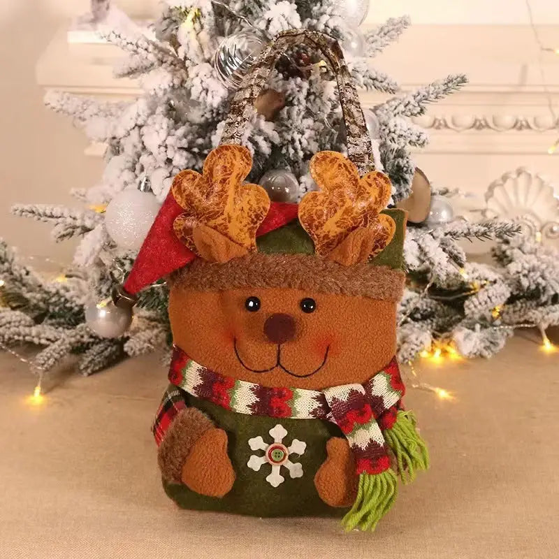 3 PCS Christmas Gift Bags - Santa Snowman and Reindeer Design for Holiday Treats and Presents - Occasions > Christmas >
