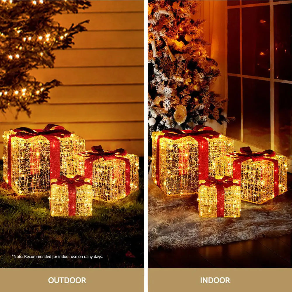 3 PCS Christmas Lights 240 LED Fairy Light Gift Box Decorations Jingle Jollys - Occasions > Christmas > Christmas