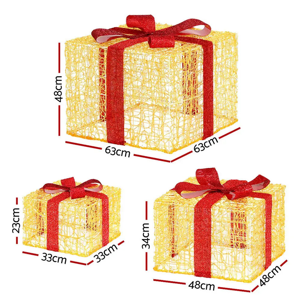 3 PCS Christmas Lights 240 LED Fairy Light Gift Box Decorations Jingle Jollys - Occasions > Christmas > Christmas