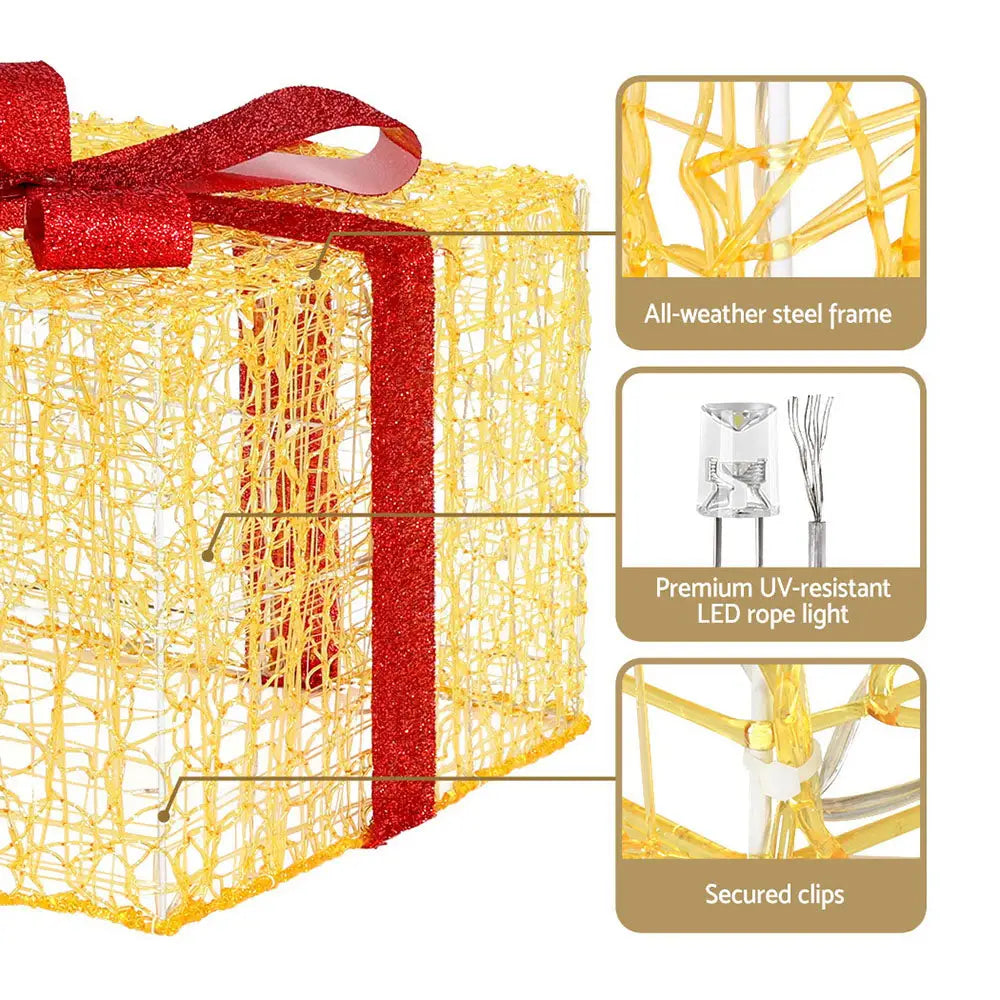 3 PCS Christmas Lights 240 LED Fairy Light Gift Box Decorations Jingle Jollys - Occasions > Christmas > Christmas