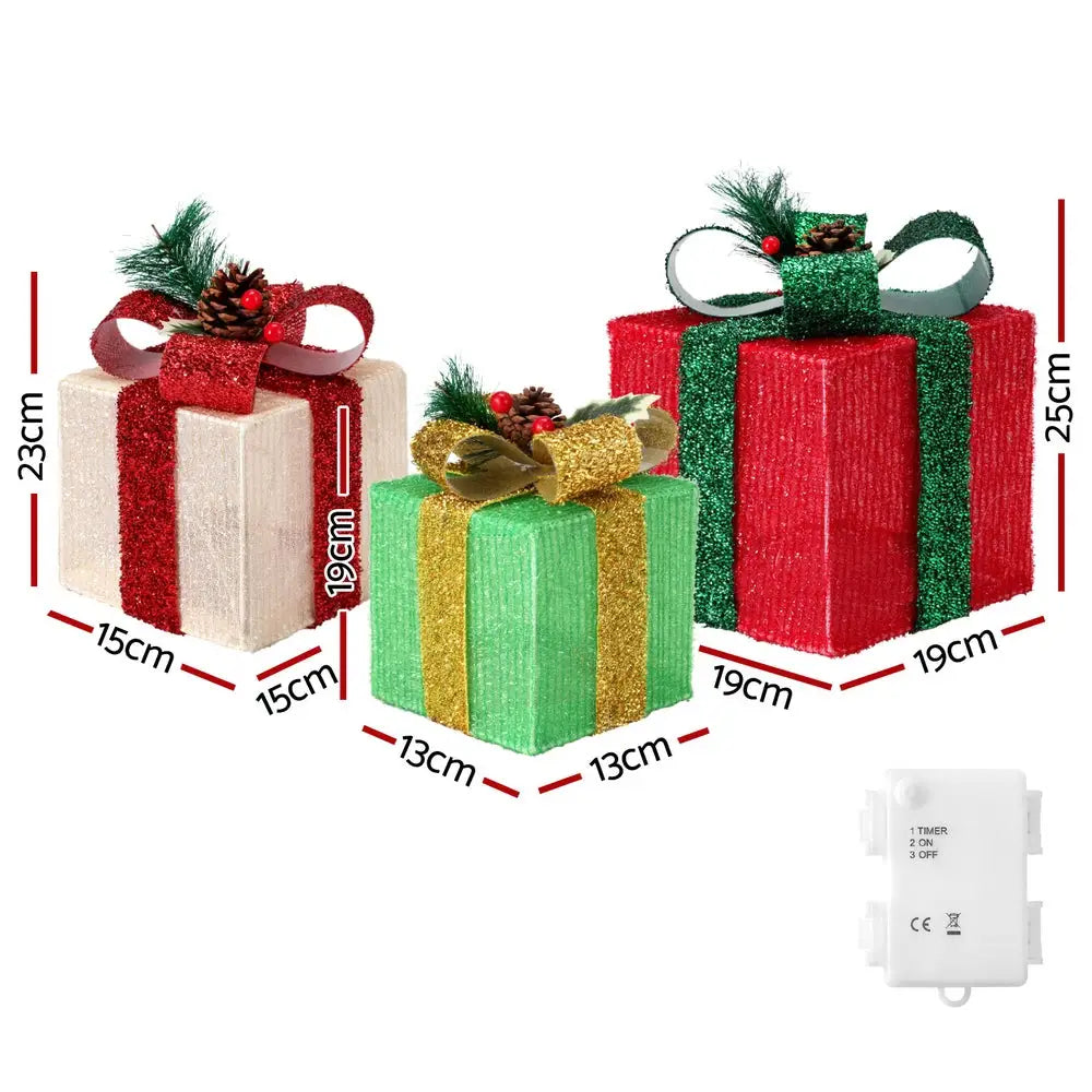 3 PCS Christmas Lights 60 LED Fairy Light Gift Box Jingle Jollys - Occasions > Christmas > Christmas Wreaths & Garlands